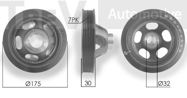 TREVI AUTOMOTIVE Ременный шкив, коленчатый вал PC1228